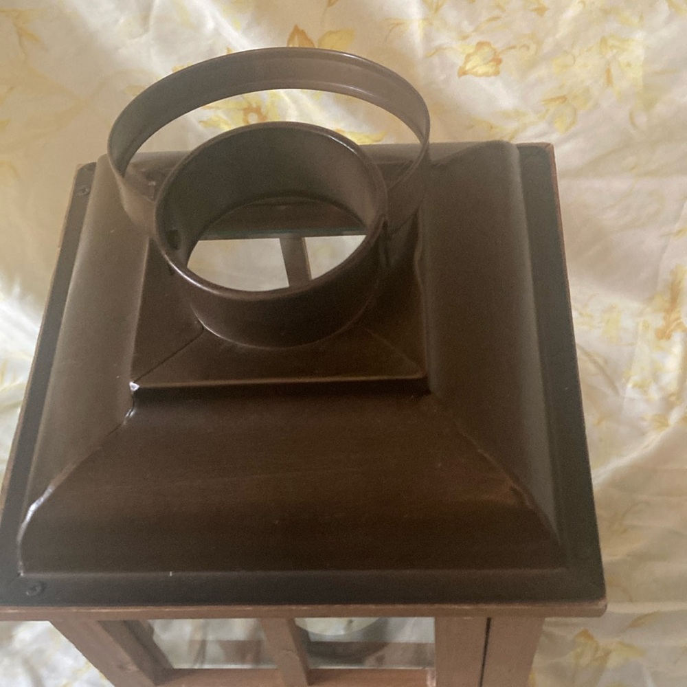 Rustic Brown Lantern Candle Holder - Picture 4 of 7